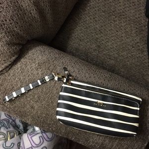 Black and white striped wristlet